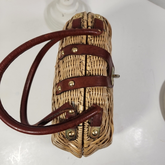 Vintage coated wicker shoulder purse corliss british crown colony of hong kong - Picture 9 of 16